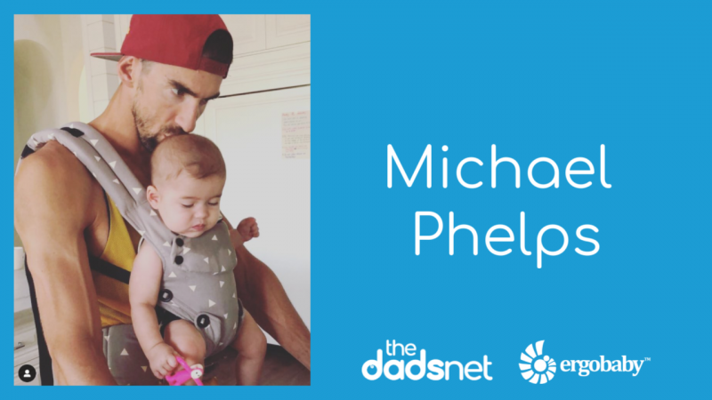 Celebrity dad wearing a Papoose