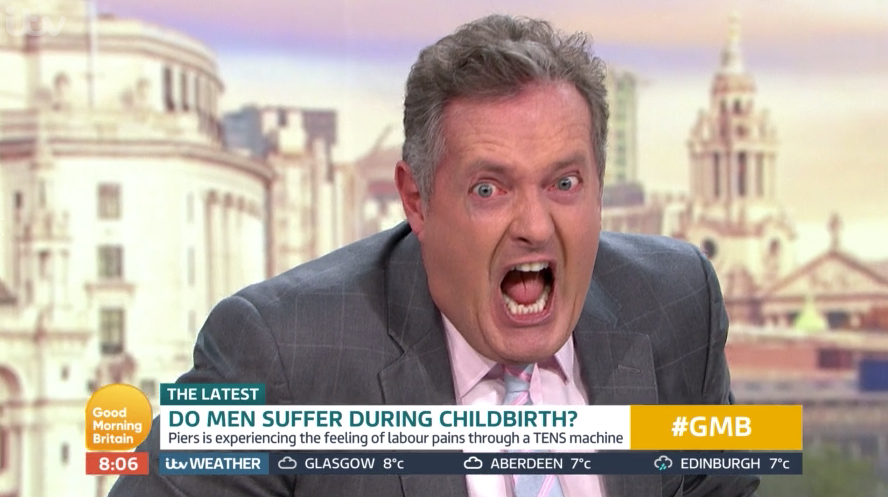 Piers Morgan Screams in pain with childbirth simulator