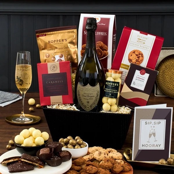 Champagne Truffles Gift Basket Dom Perignon