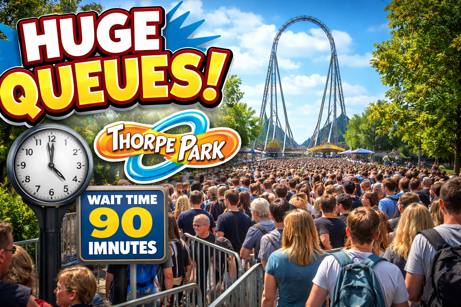 Huge queues at Thorpe Park